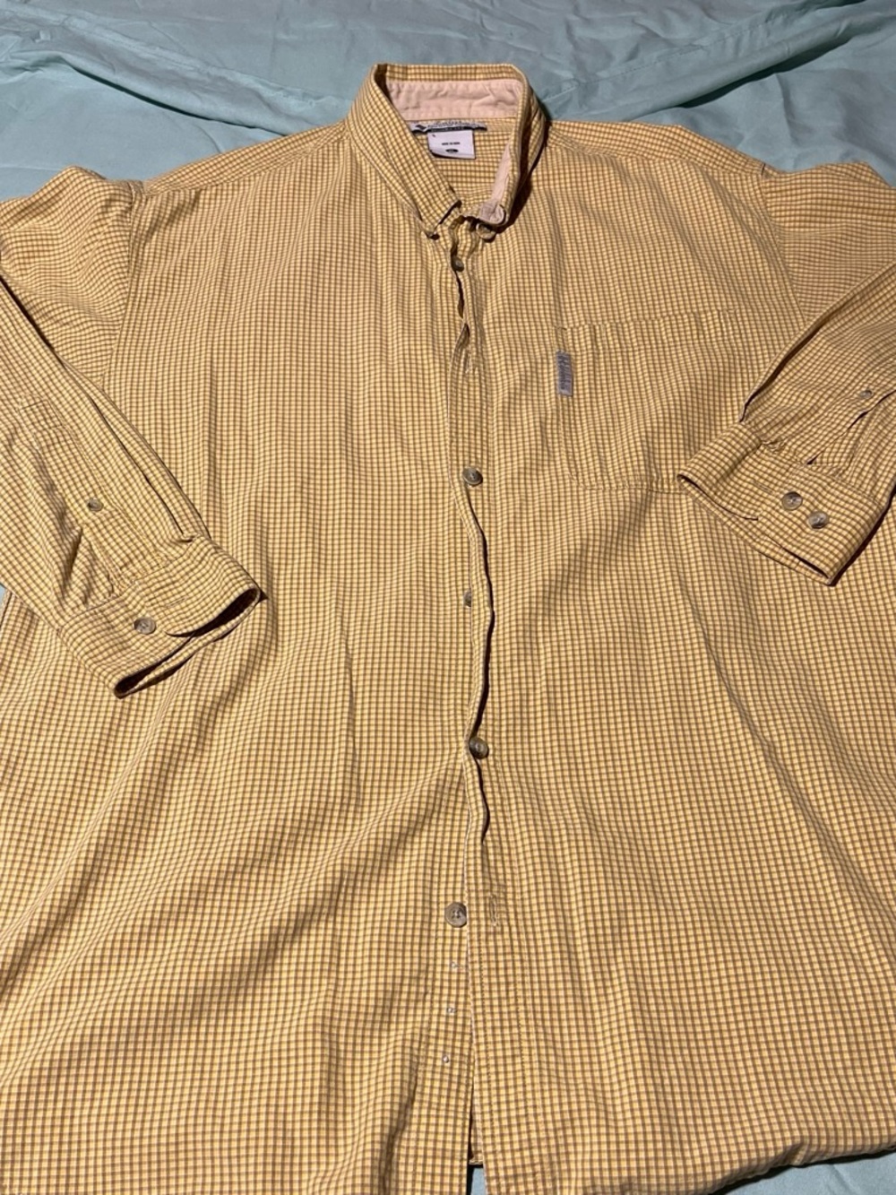 Columbia Men's Yellow Gingham Button-Down Shirt
